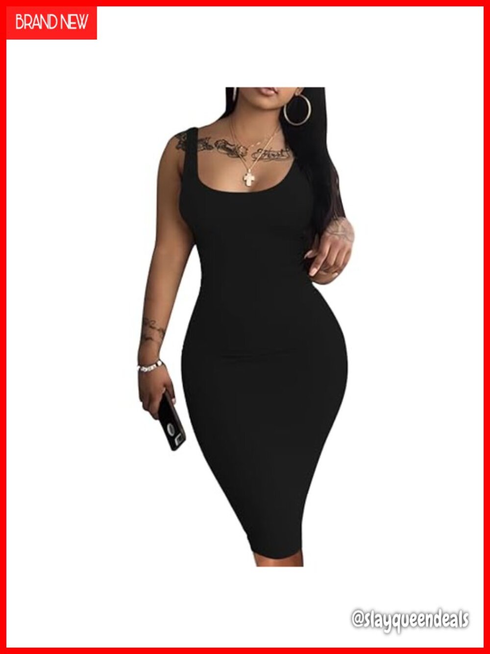 Women's Bodycon Midi Dress Sleeveless Racerback Tank Summer Clubwear